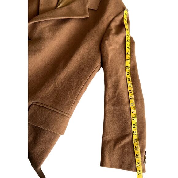 Woolmark Pure New Wool PeaCoat Men 42 R Length 45 Tan England Trench VTG 90s Y2K - Picture 13 of 16